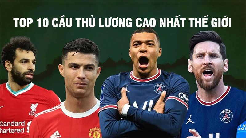 Top 10 cầu thủ lương cao nhất thế giới 2022: Ronaldo thua xa Messi, Mbappe